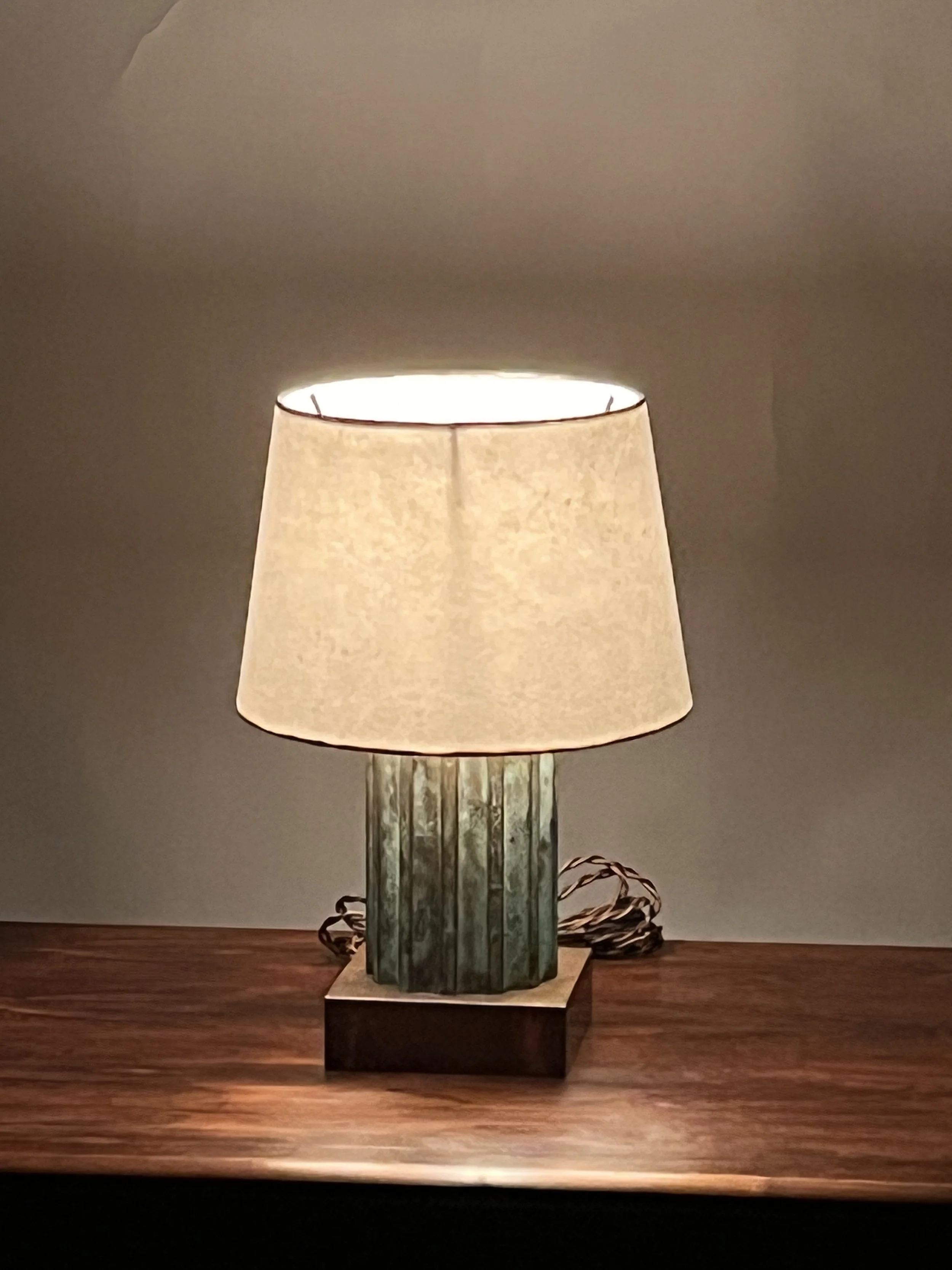 Small Bronze & Brass Neoclassical Column Lamp-4.jpg