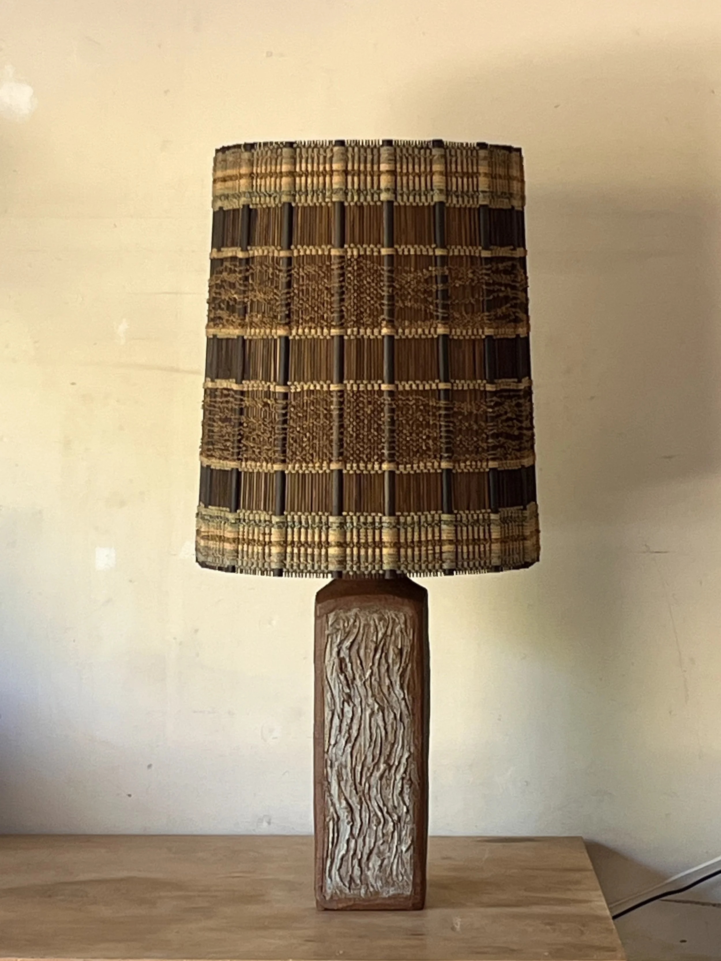 Textured Terracotta lamp with Maria Kipp shade-1.jpg