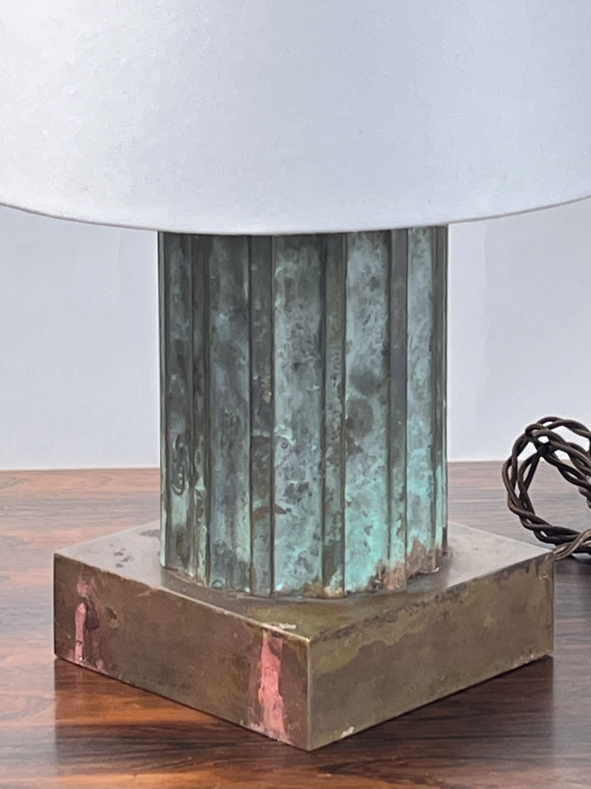 Small Bronze & Brass Neoclassical Column Lamp-3.jpg