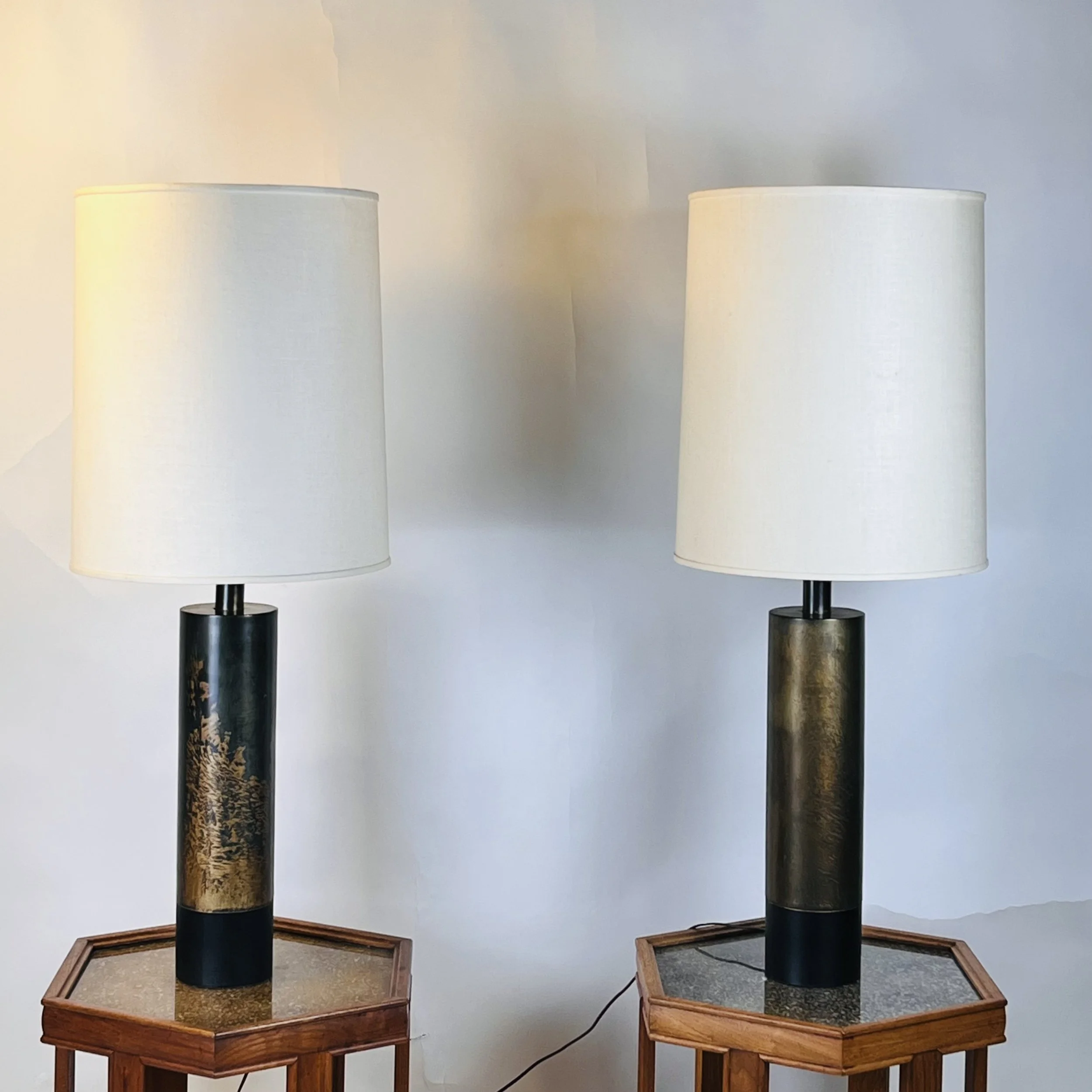 Large Laurel Etched Brass Lamps With Pristine Original Shades-1.jpg