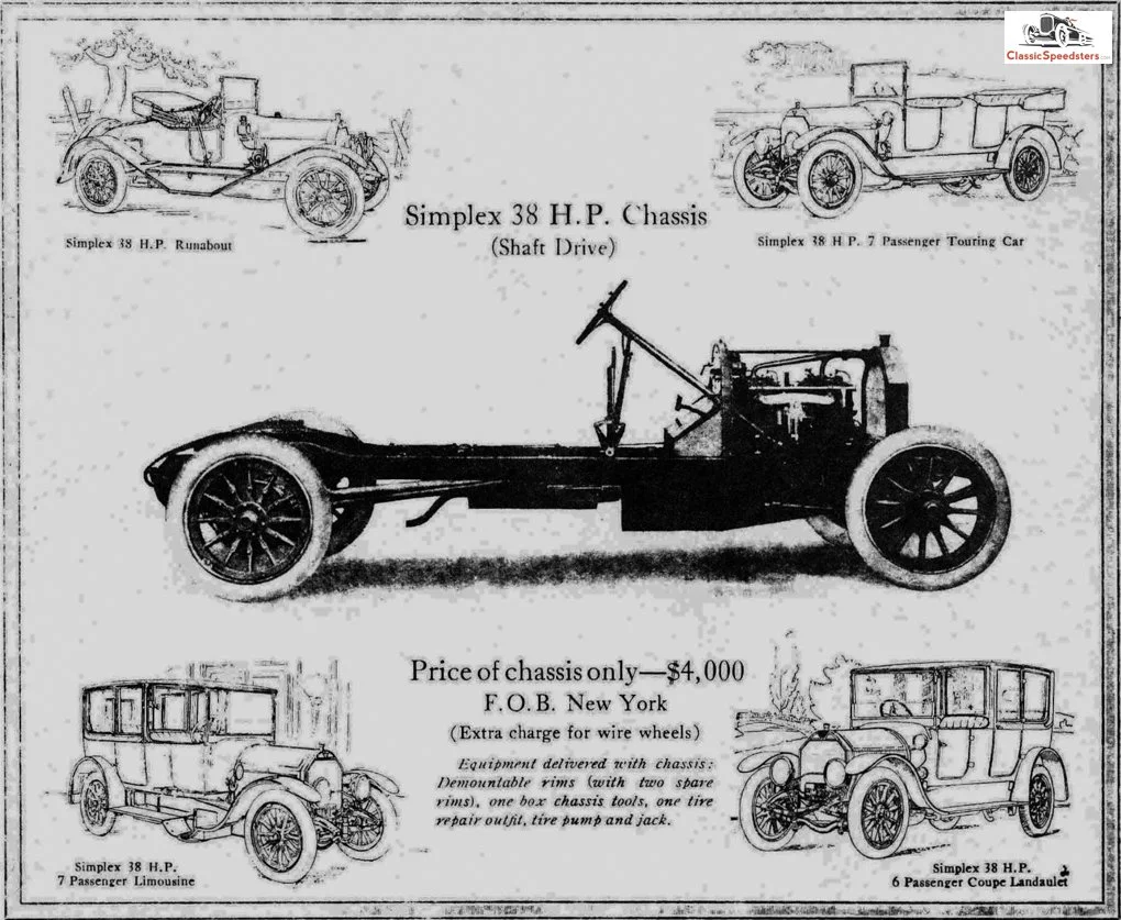The 1913 Model 38 showed several model choices for its chassis.