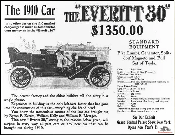 1910 Everitt 30 by the Metzger Motor Car Co. Note the similarity to the E-M-F 30!