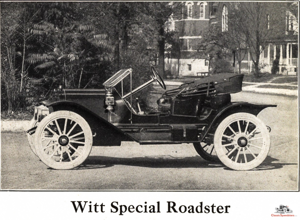 1912 Flanders 20 Witt Special. Note the lowered, raked seat and steering wheel, round gas tank, and larger diameter tires when compared to the 1912 Roadster model.