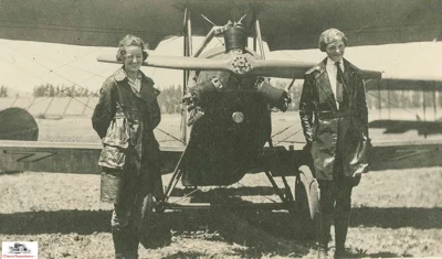 1921 (l-r) Anita Snook and Amelia Earhart with Kinner Airster photo courtesy Library of Congress