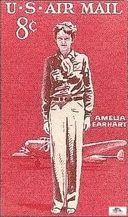 Amelia Earhart and her Lockheed Electra on a 1963 U.S. Airmail postage stamp