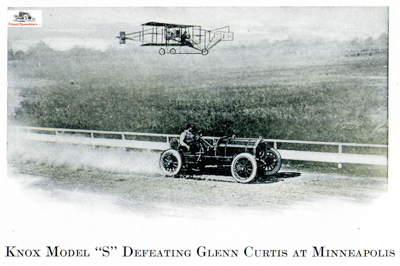Here Barney Oldfield was racing against Glenn Curtiss at the Minneapolis State Fair in 1910. Probably staged! personal collection