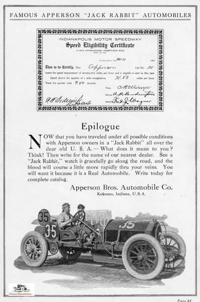 1911 Indianapolis post-race ad. Ad courtesy Haynes Automobile Museum