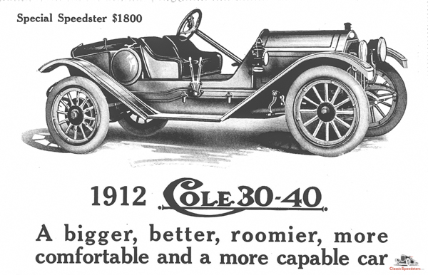 1912 Cole Special Speedster ad. Illustration courtesy Horseless Carriage Foundation