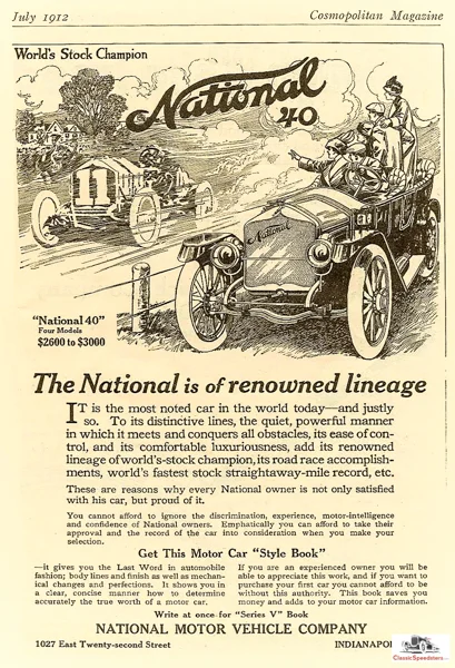 1912 National, on track and street! ad courtesy HCFI.org
