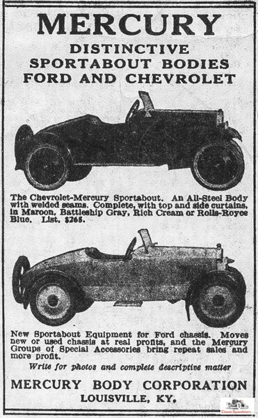 Magazine ad for the Mercury Sportabout from a July 1924 edition of Chilton’s Automobile Directory. image courtesy AACA Library