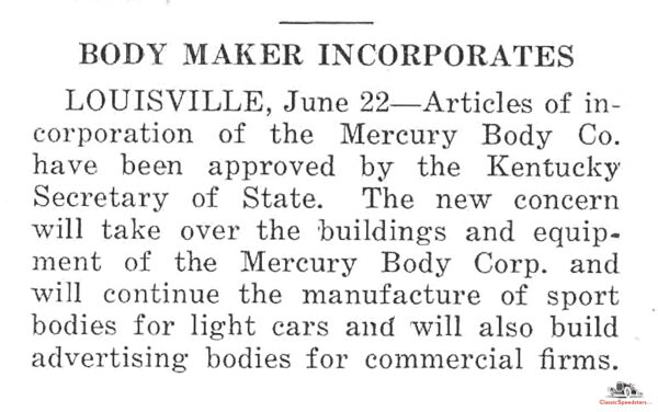 News item in the June 25, 1925 edition of Automotive Industries , p. 1155. image courtesy Horseless Carriage Foundation Library