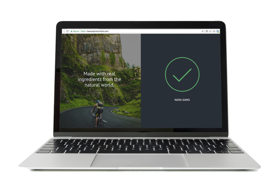 Here’s a fullscreen vantage point of the previous screenshot of the homepage, where the middle section is parallax (i.e., image on the left remains in place while icons on the right scroll).