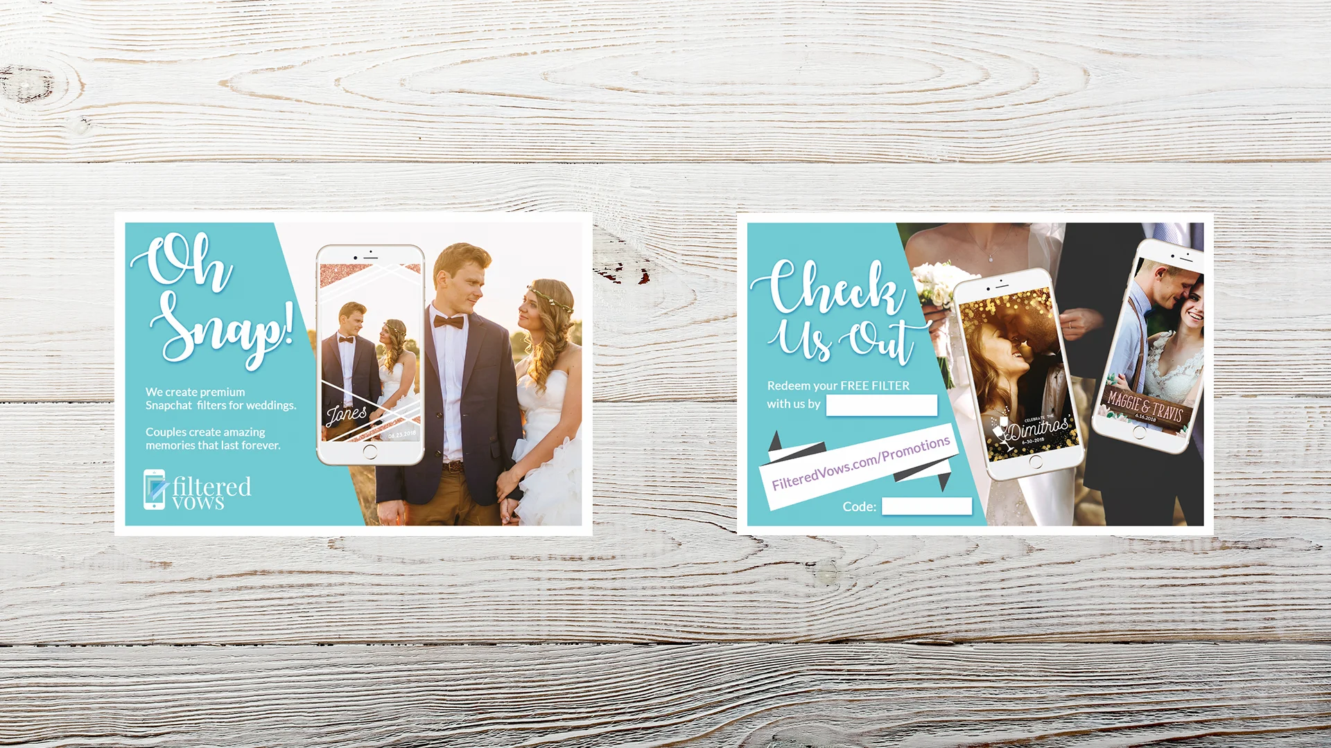 Filtered Vows is a Snapchat filter supplier — primarily for weddings — while they do branch out to an assortment of event-based businesses. Their nimble team needed a creative solution to scale their business. This was a two step process. First, I cleaned up the copy on their site to minimize the volume of questions from leads. This opened up time to create partnerships with wedding venues; Filtered Vows supplies partnered venues with vouchers, which couples can use to redeem a free Snapchat filter. Venues add this perk to their booking packages, paying Filtered Vows based on coupon code usage.