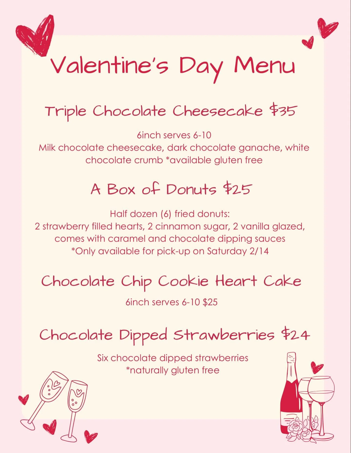 Valentine&rsquo;s Day menu is live and pre-orders are open!!! Two pick-up dates available!!