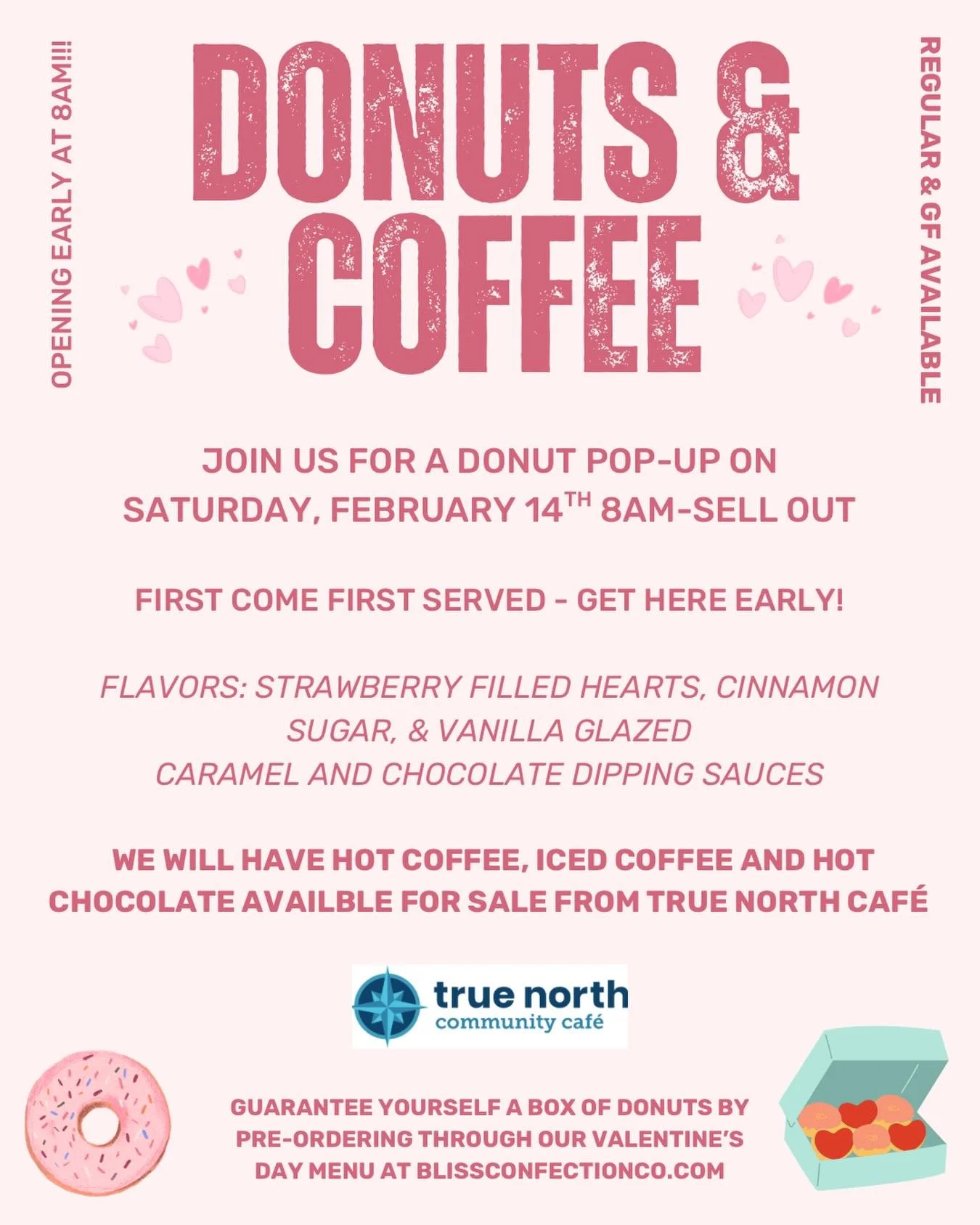 We go together like coffee &amp; donuts! Join us Saturday, February 14th for a donut pop up at our SHOP! We&rsquo;ll be frying &amp; selling donuts from 8am until we sell out! Coffee provided by @true.north.coffee