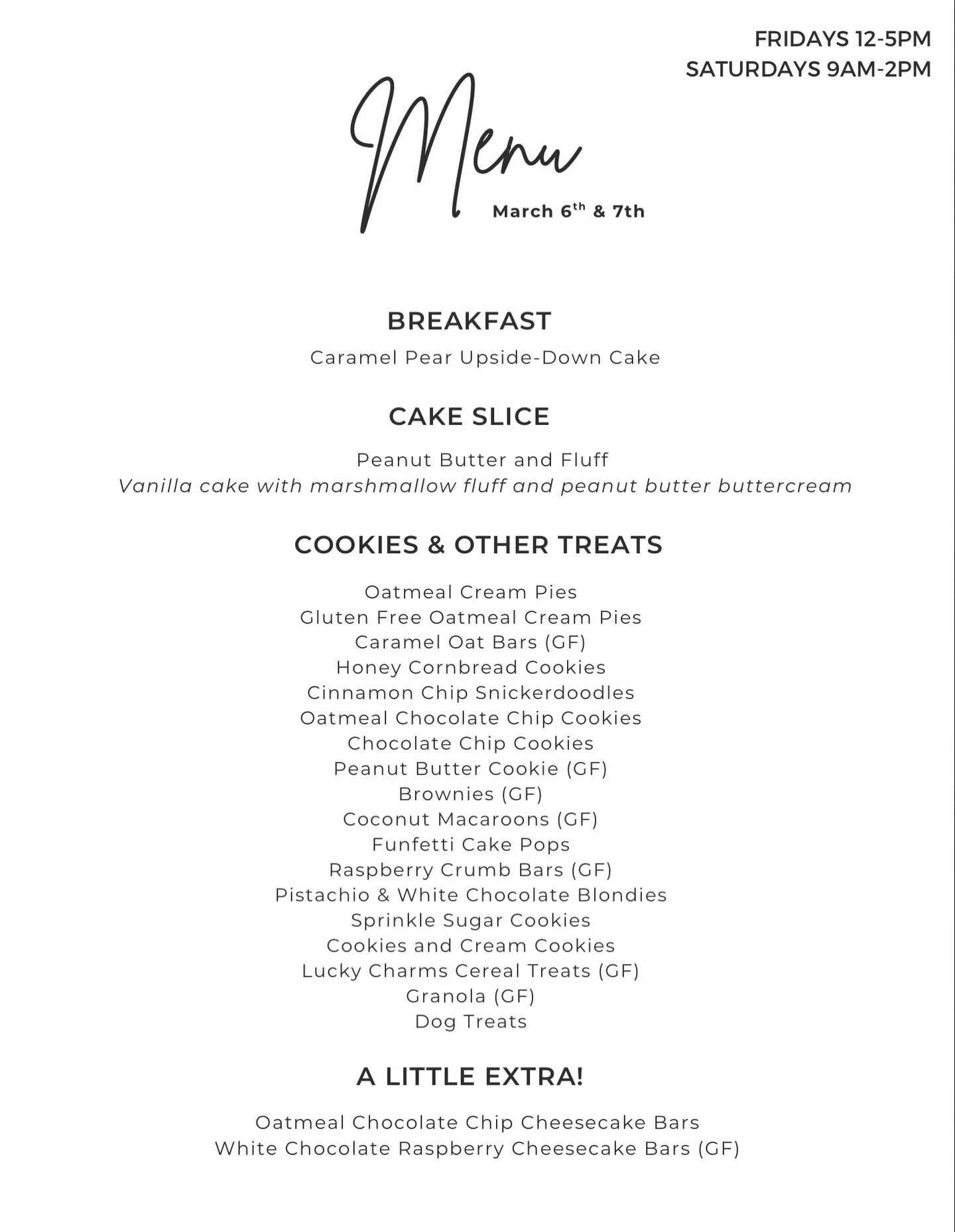 Menus is looking 🔥 for the weekend! Lots of new items rolling out this month!!