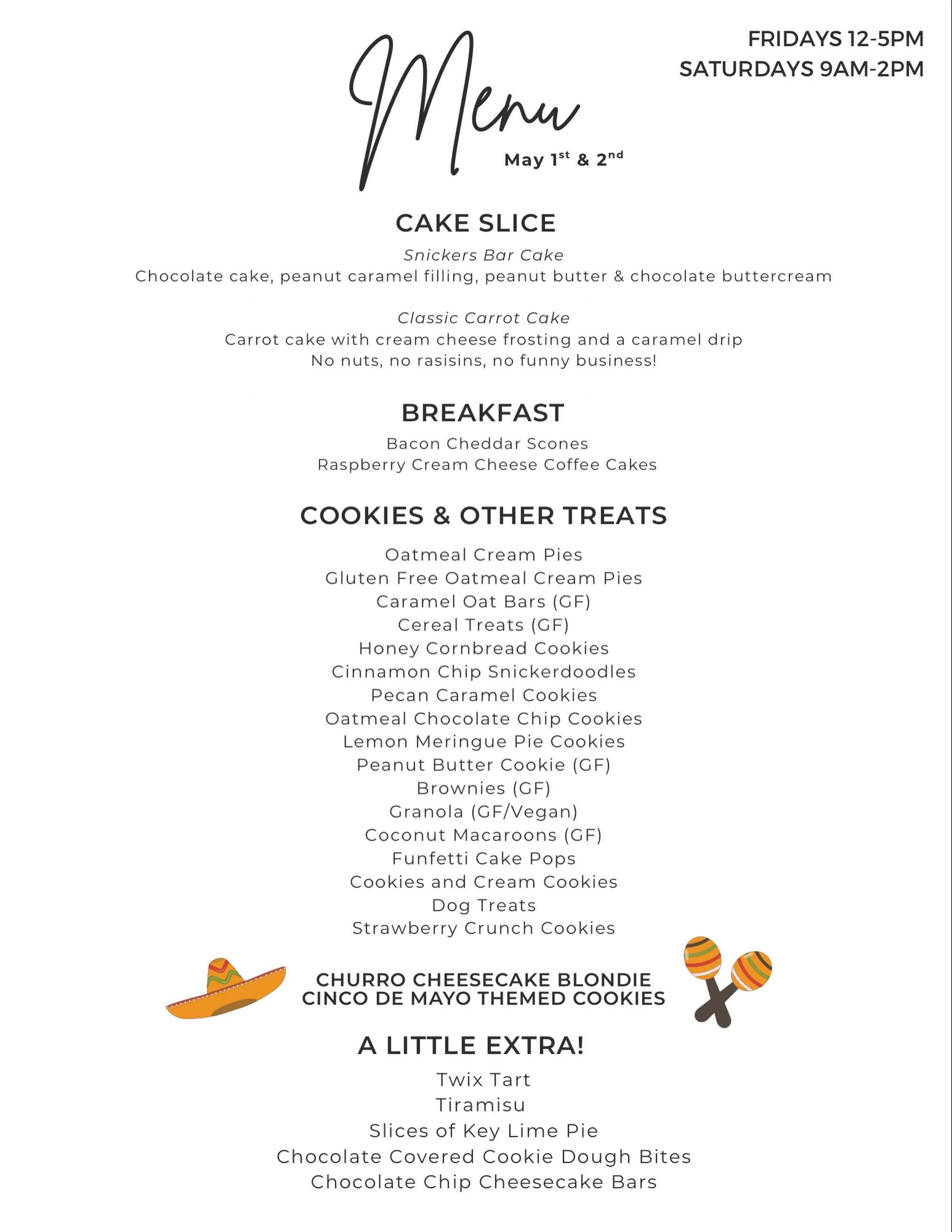 Menu for the weekend looking sweet!!