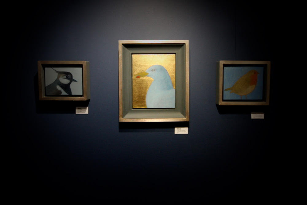 Jane MacNeill , Installation view of works at The Room, Antalla Solais Gallery, Ullapool. (L-R Lapwing , Herring Gull II , and Robin ). (Photo: Ian McKay)