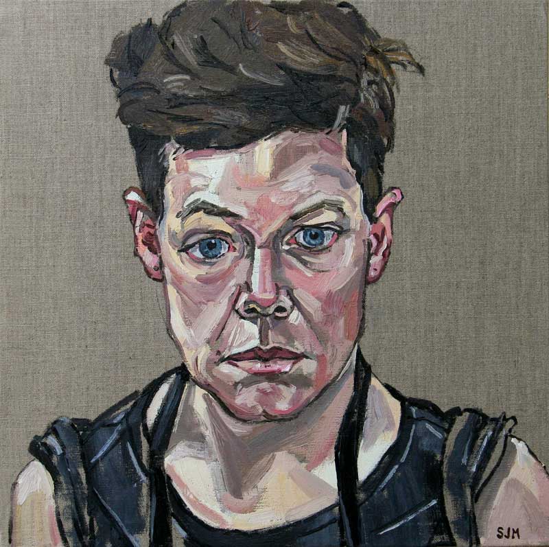 Sarah Jane Moon , Self (late-night-studio) Oil on Linen.