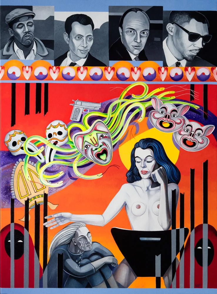 Caroline Coon , Christine Keeler: Anger, Blame, Shame, Ruin, Grief , 2019, oil on canvas, 122 x 92 cm. Image credit: Howard Woodruff.