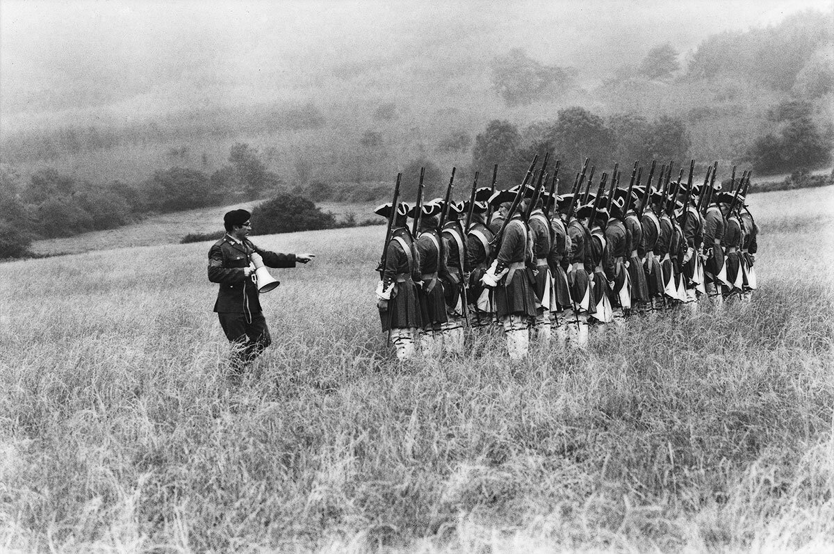 Norrie Maclaren , Soldiers being prepared , gold silk print, 30 x 40 cm. (Image courtesy Resipole Studios and Fine Art Gallery)