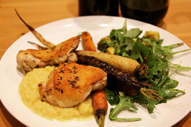 Sous Vide Chicken with Golden Beet Pur&eacute;e, Roasted Carrots, And an Arugula Side Salad #AJRBLab - September 2019

#AJRB #SousVide #JustinWine