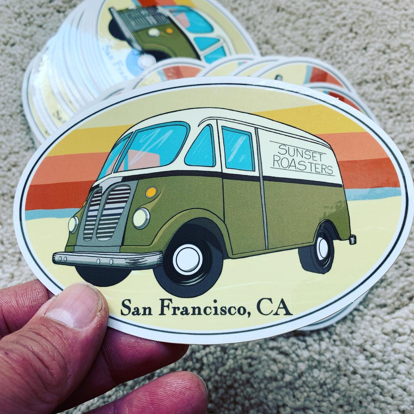 These babies are gonna look pretty out in the wild!

Our crowdfunding stickers have arrived!  Check out our perks under our current gofundme.

Link in bio.

https://gofund.me/46aabfaa

#sunsetroastersgoesmobile  #neighborhoodcoffee #freshcoffee #coff