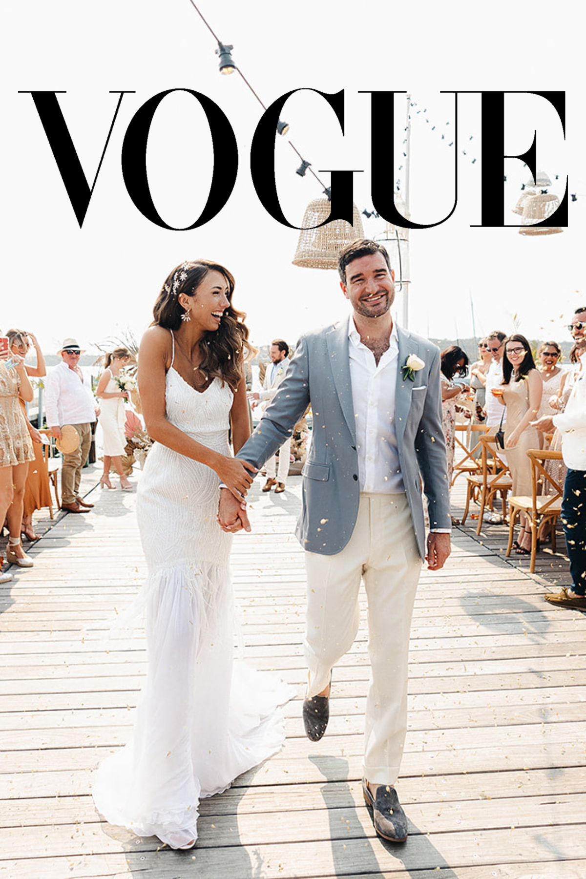 Vogue — newlyweds celebrating on a boardwalk