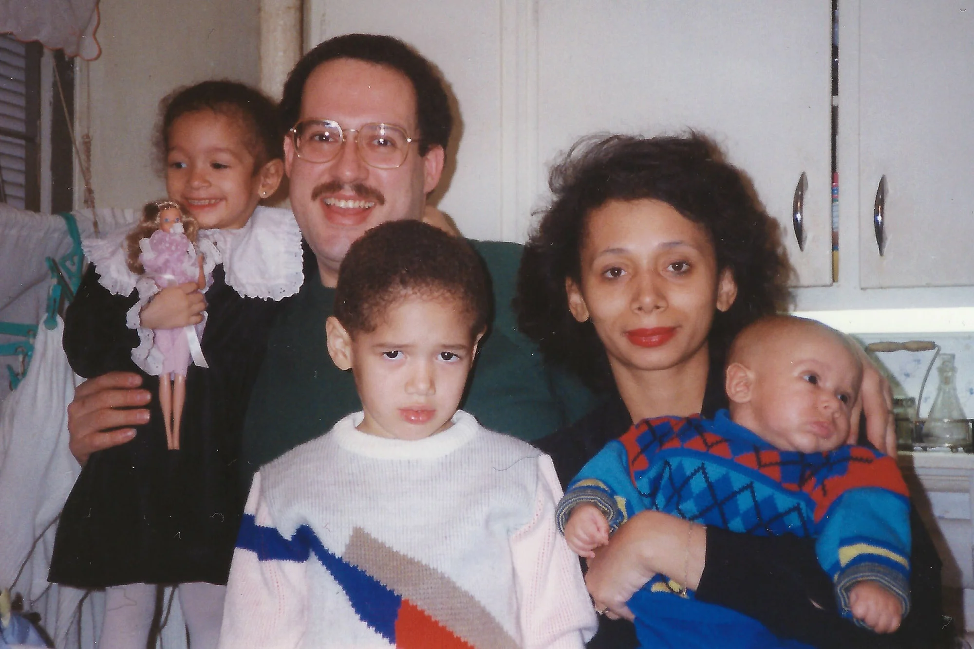 My sister, my dad, my brother, my mom, & me in the super-cool blue / / From 1992 or ‘93 I guess / / My brother has been making that face ever since I was born . . .