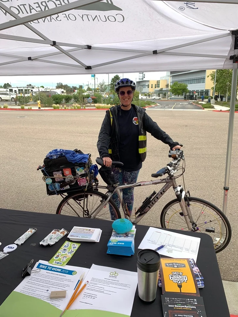 Sande Pence, Environmental Health, Hazmat, did a combination bike and bus to work from Escondido.