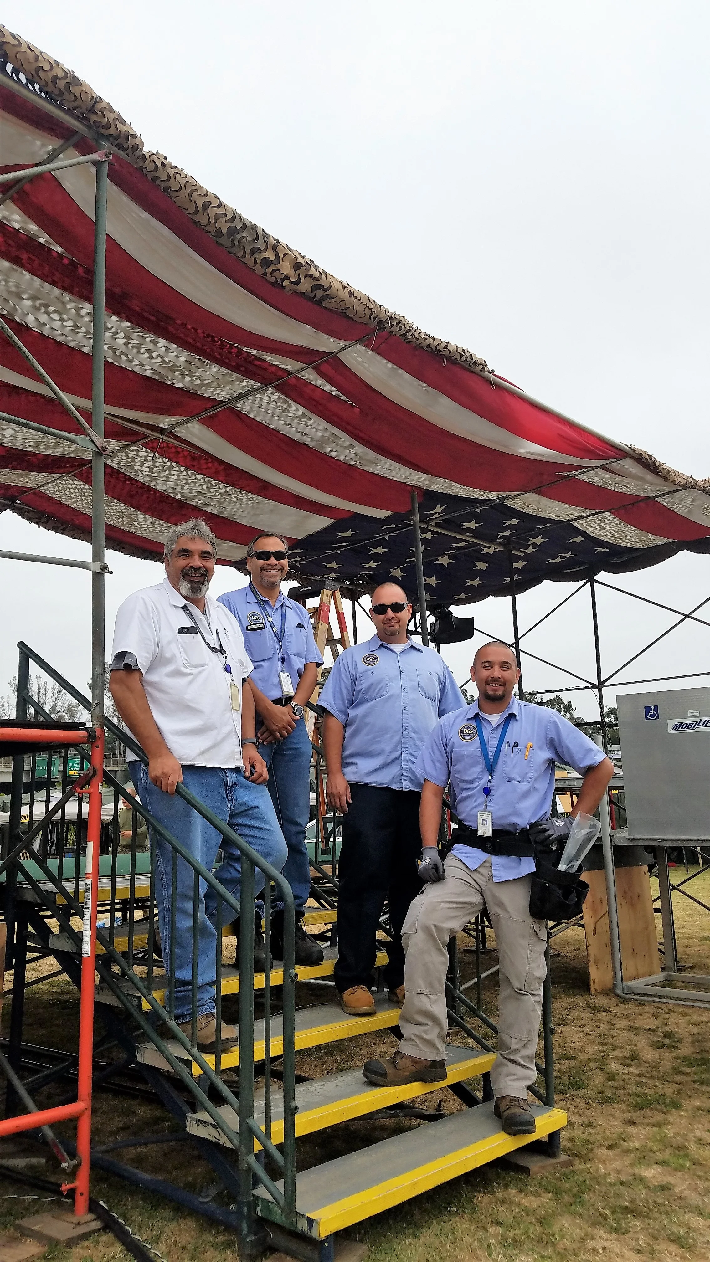 Mike Brass (left) with his team of DGS electricians