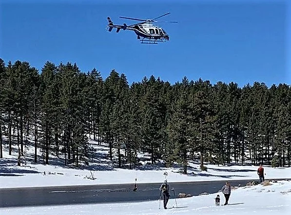 ASTREA 1 hovering over the distressed cross-country skier on Feb. 24.