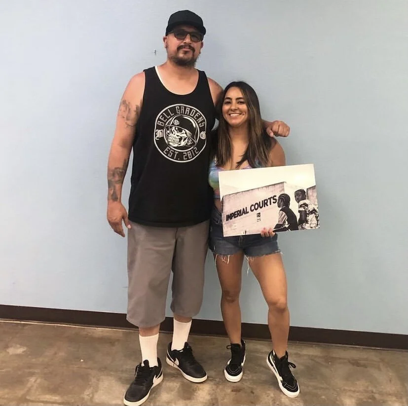  2 Live and Die in L.A. Curator Frankie Orozco with photographer Cindy Escarcega.  