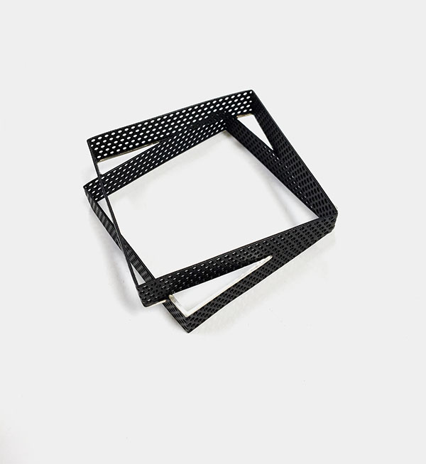 Original square bangle with mild steel & silver