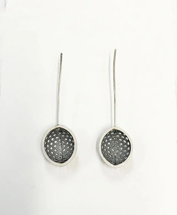 Drop the earrings! Sandblasted mild steel & silver