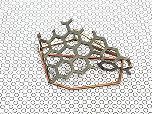 2 structures on the illustrated dot paper. Mild steel. Brass wire