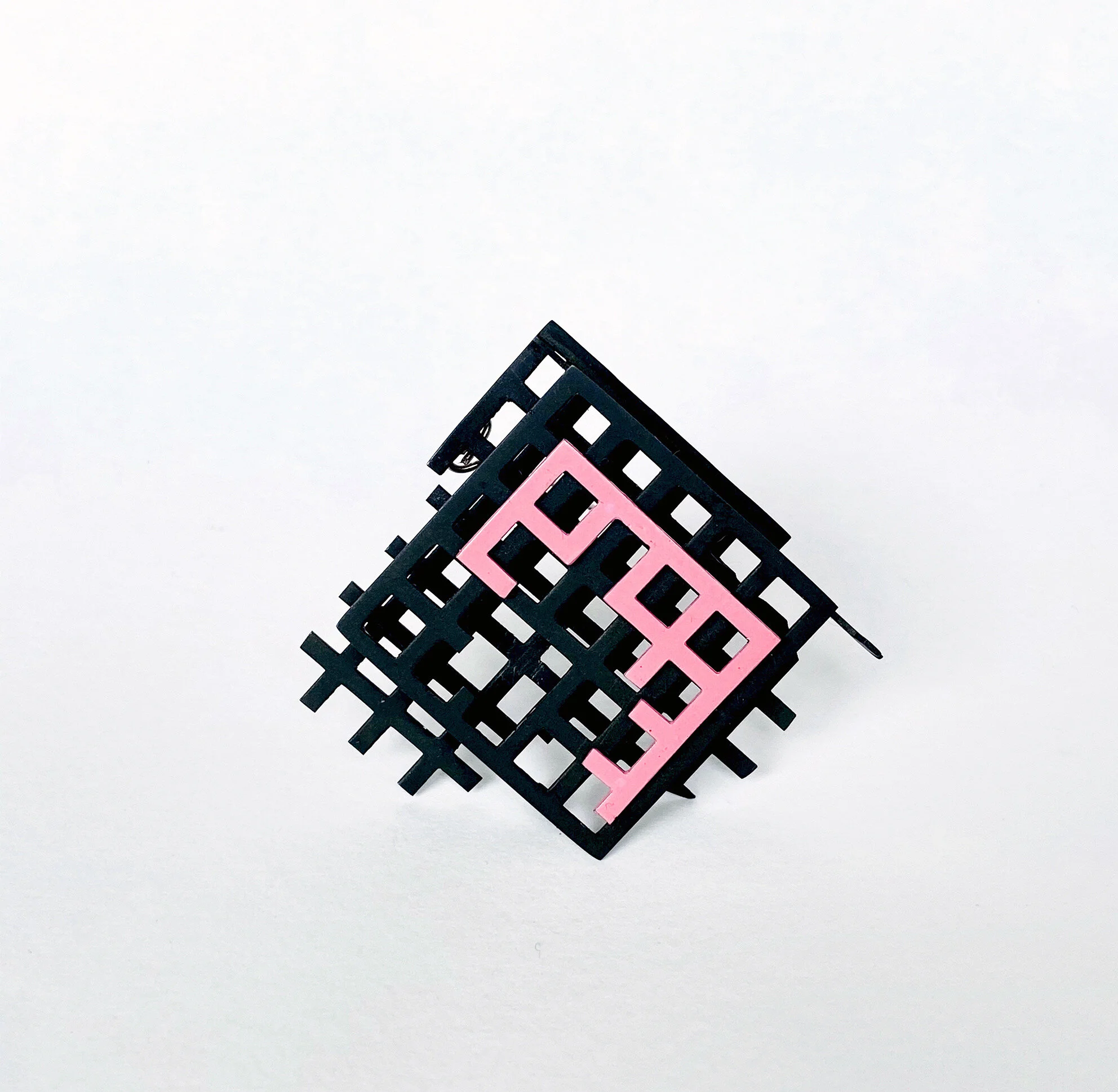 Pink Grid brooch
