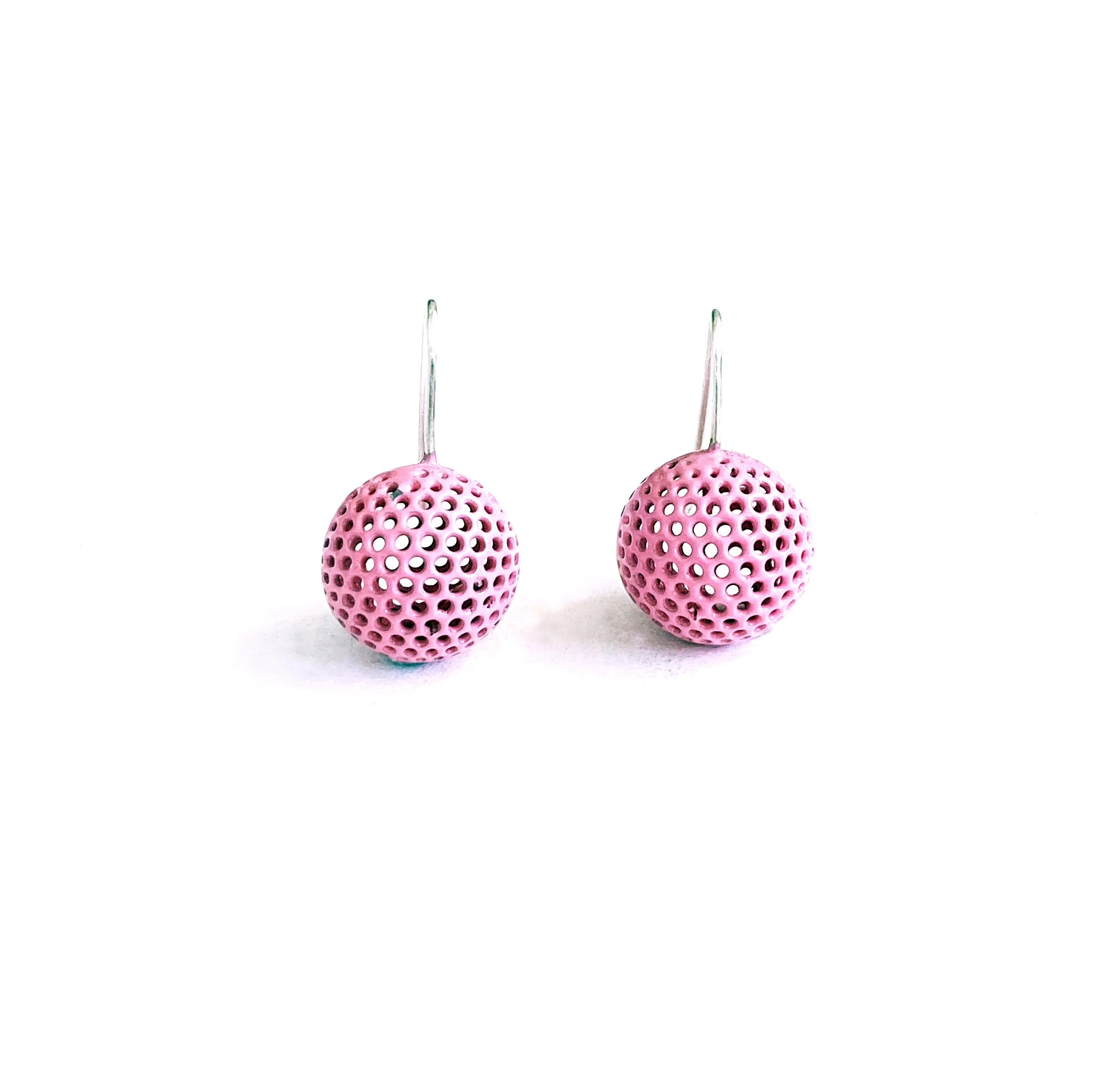 Pink perforated earrings