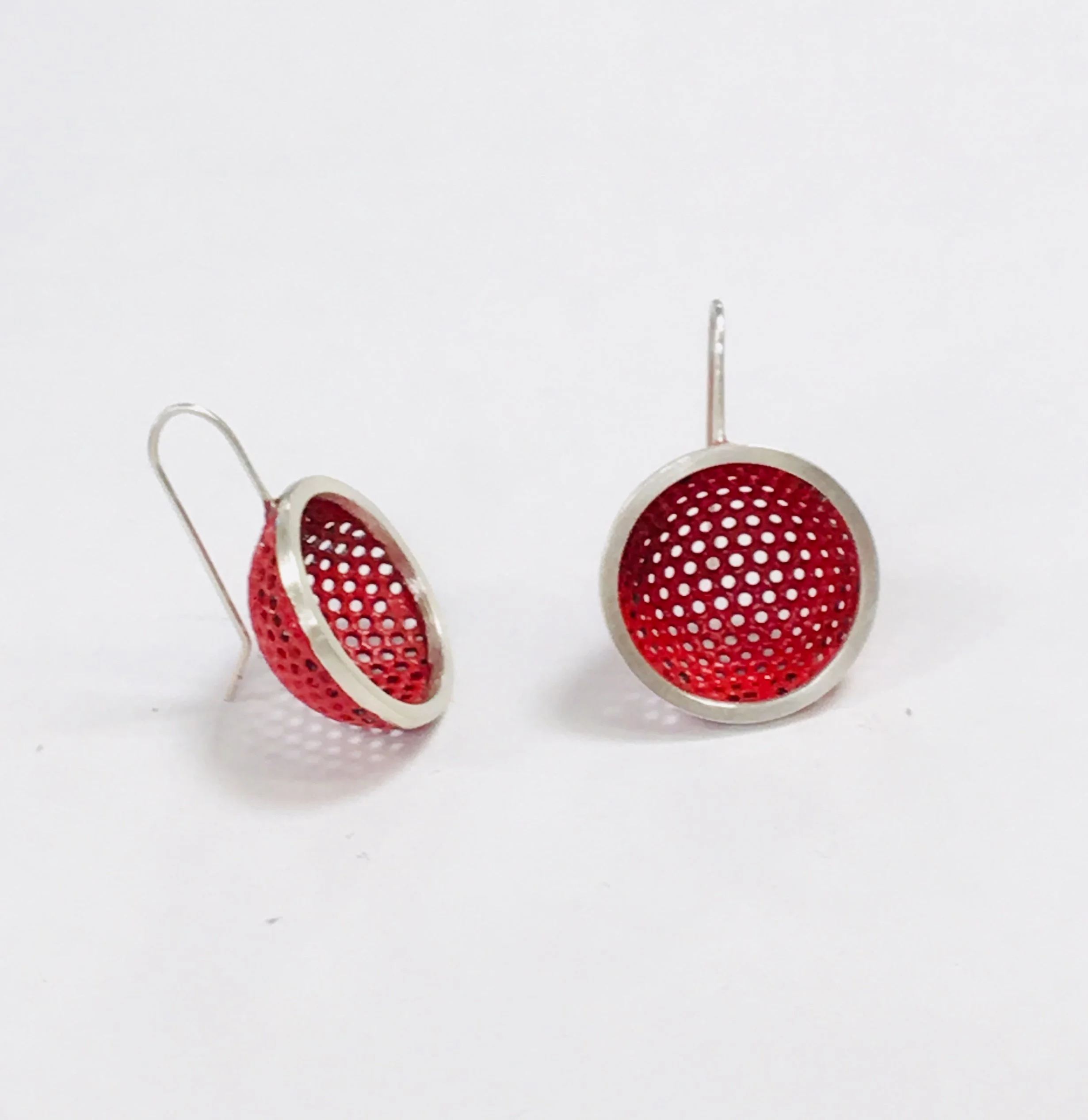 Red cup hook earrings
