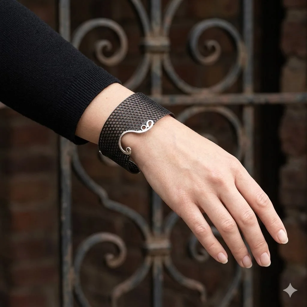 Strength, reimagined. 🖤 🇦🇺
Inspired by the iconic wrought iron gates found across Australian architecture, this cuff plays with the idea of &ldquo;toughness.&rdquo; While those gates are built to be impenetrable barriers, I&rsquo;ve used perforate