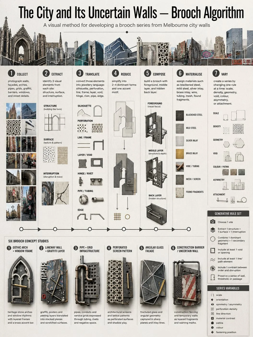 For the past few months, I have photographed more than one hundred walls across Melbourne and used AI to help analyse them.

I uploaded the images into ChatGPT and asked a simple question:

What patterns, structures and materials keep appearing?

The