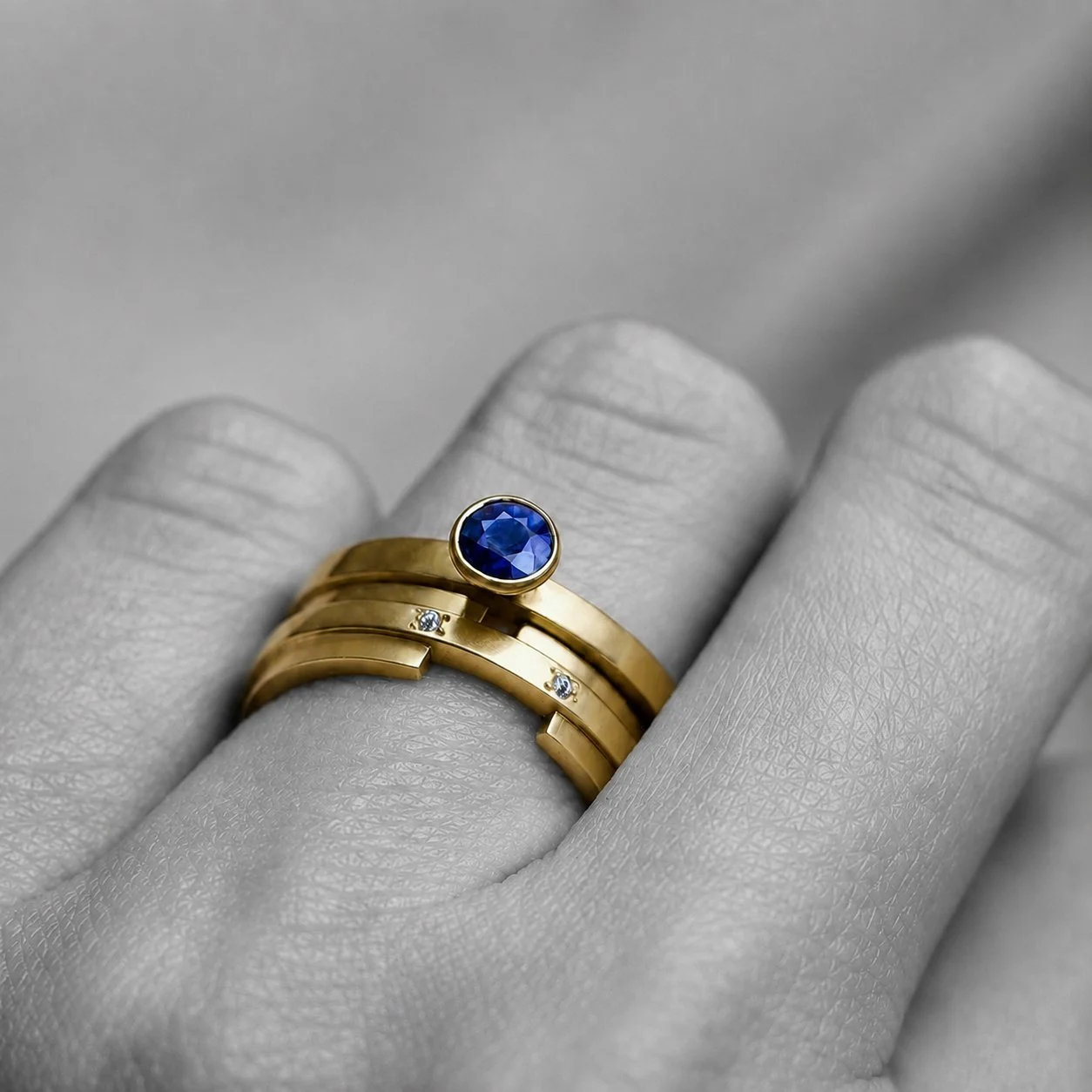 Sapphire solitaire engagement  ring