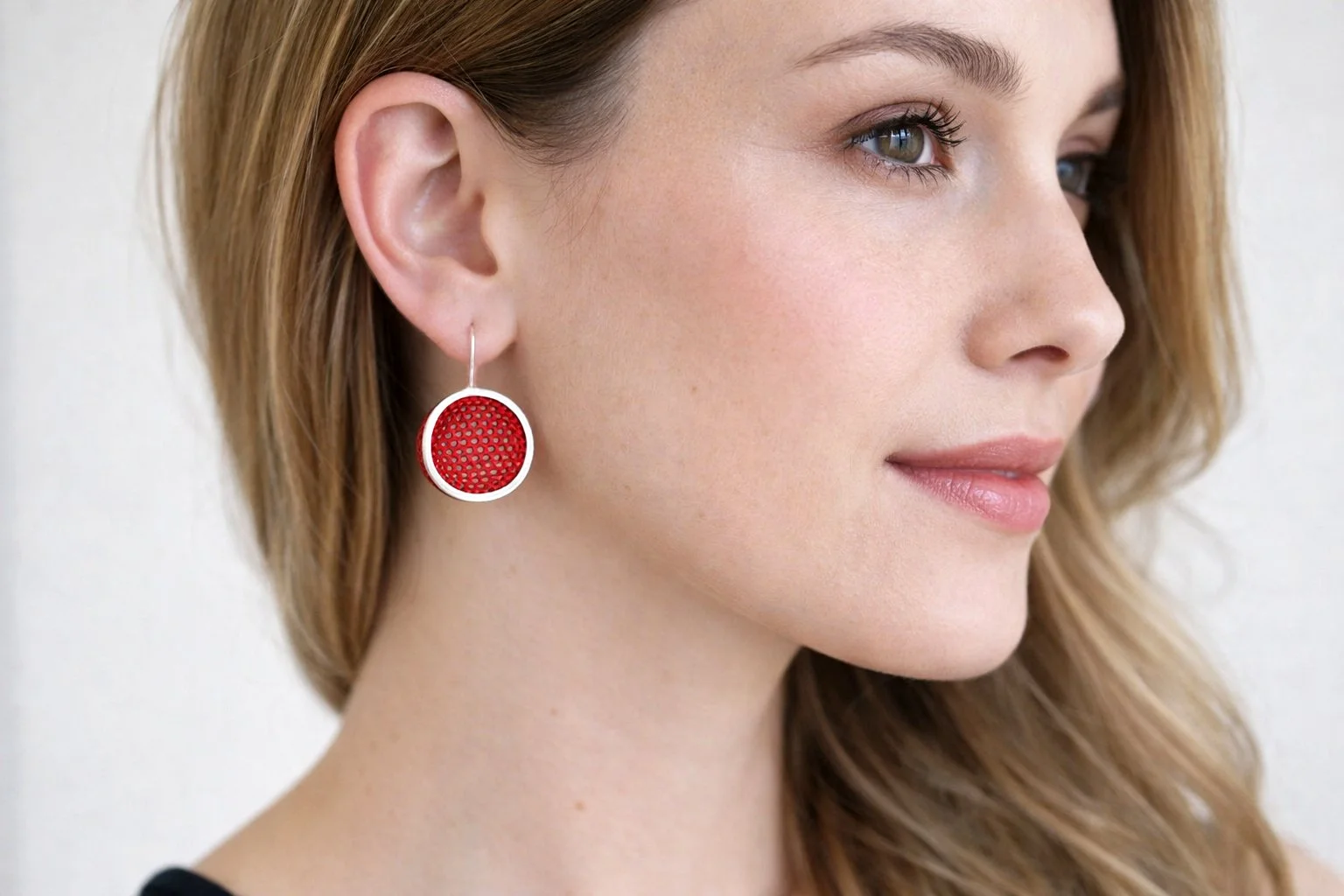 Red cup hook earrings