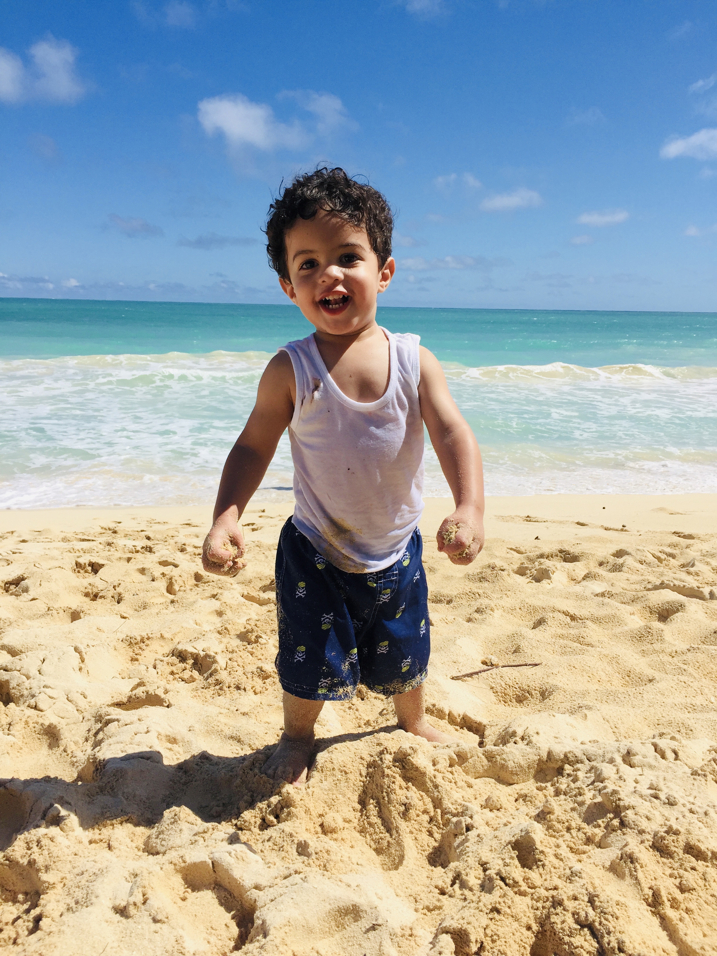 Joshua in Hawaii at Waimanalo Bay Beach