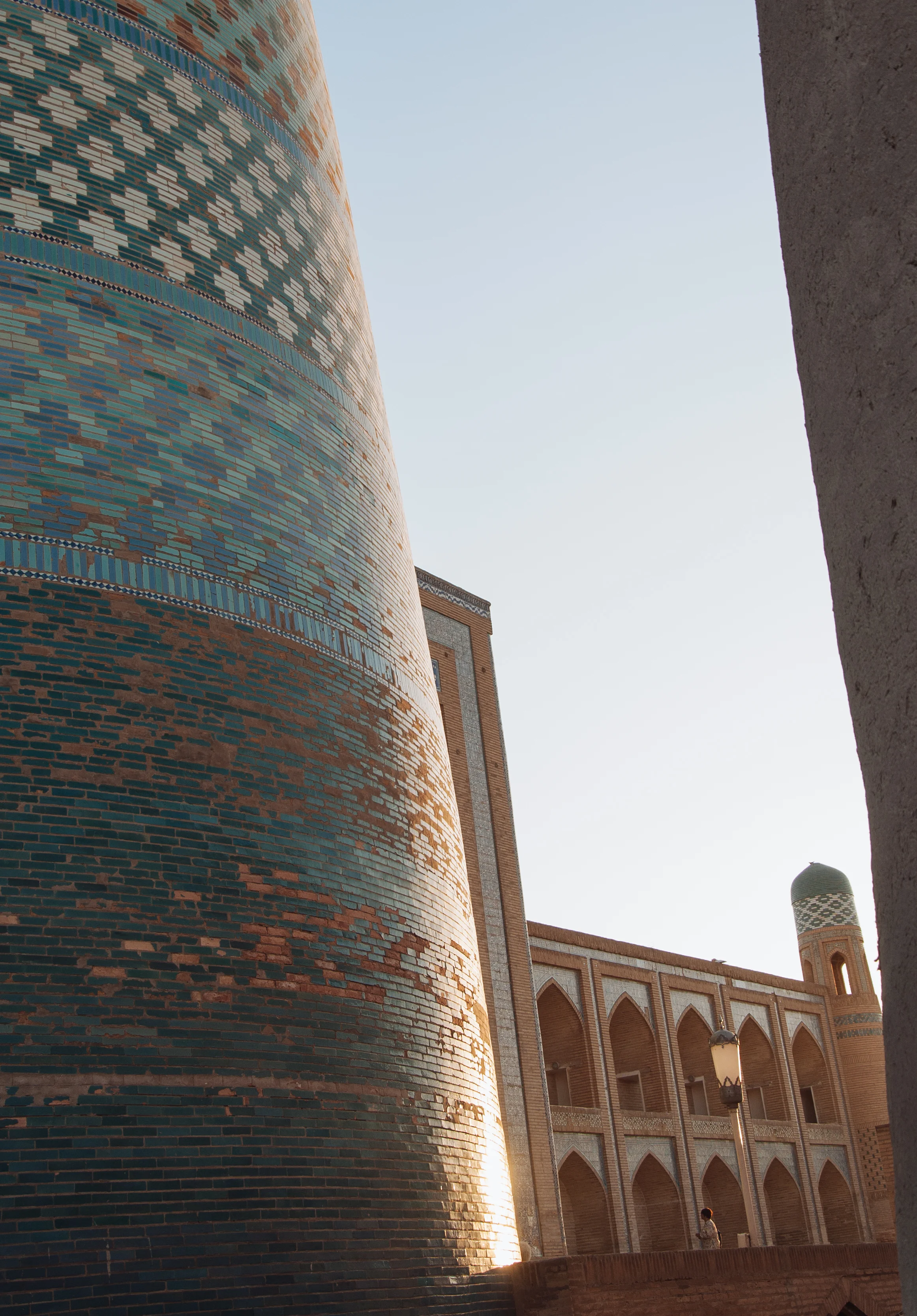 The famous mosaic tower of Khiva