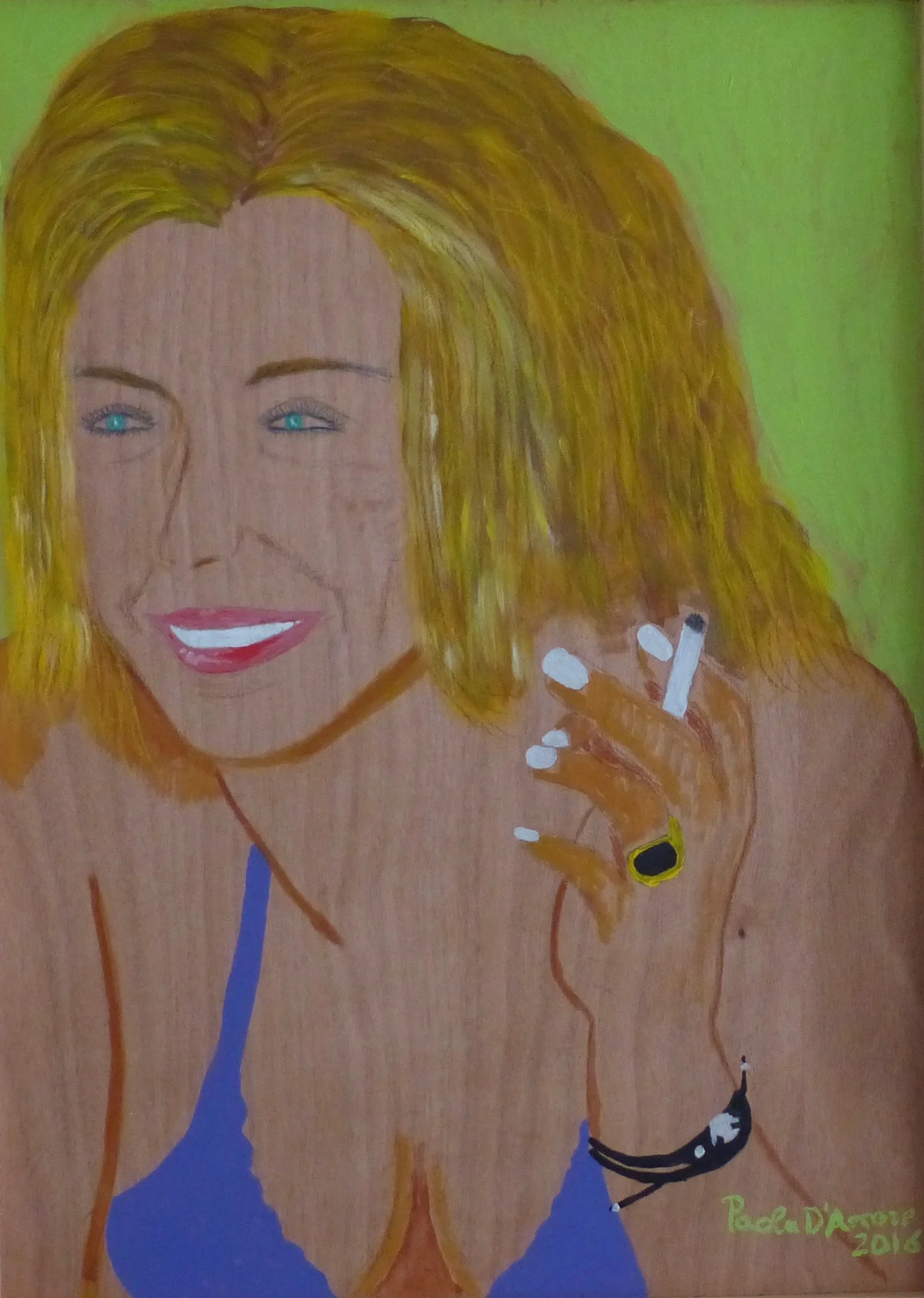 Monica, 2017, acrilico su legno, cm 103x76