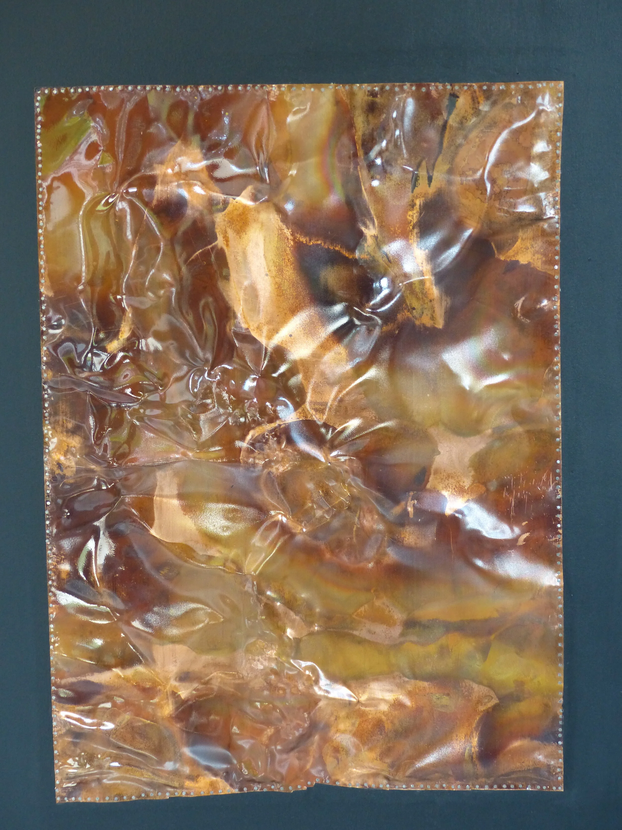 Foresta nera, particolare, 2020, rame su legno, cm 110x75