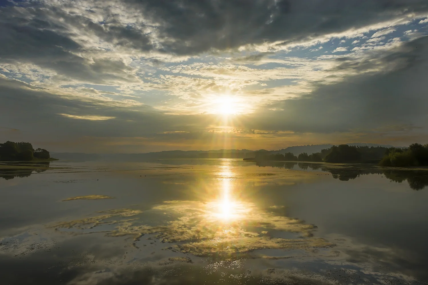 Sunrise with reflections on Chew Valley Lake