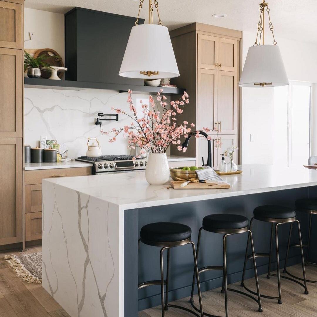 This island offers the perfect pop of color for a neutral kitchen.