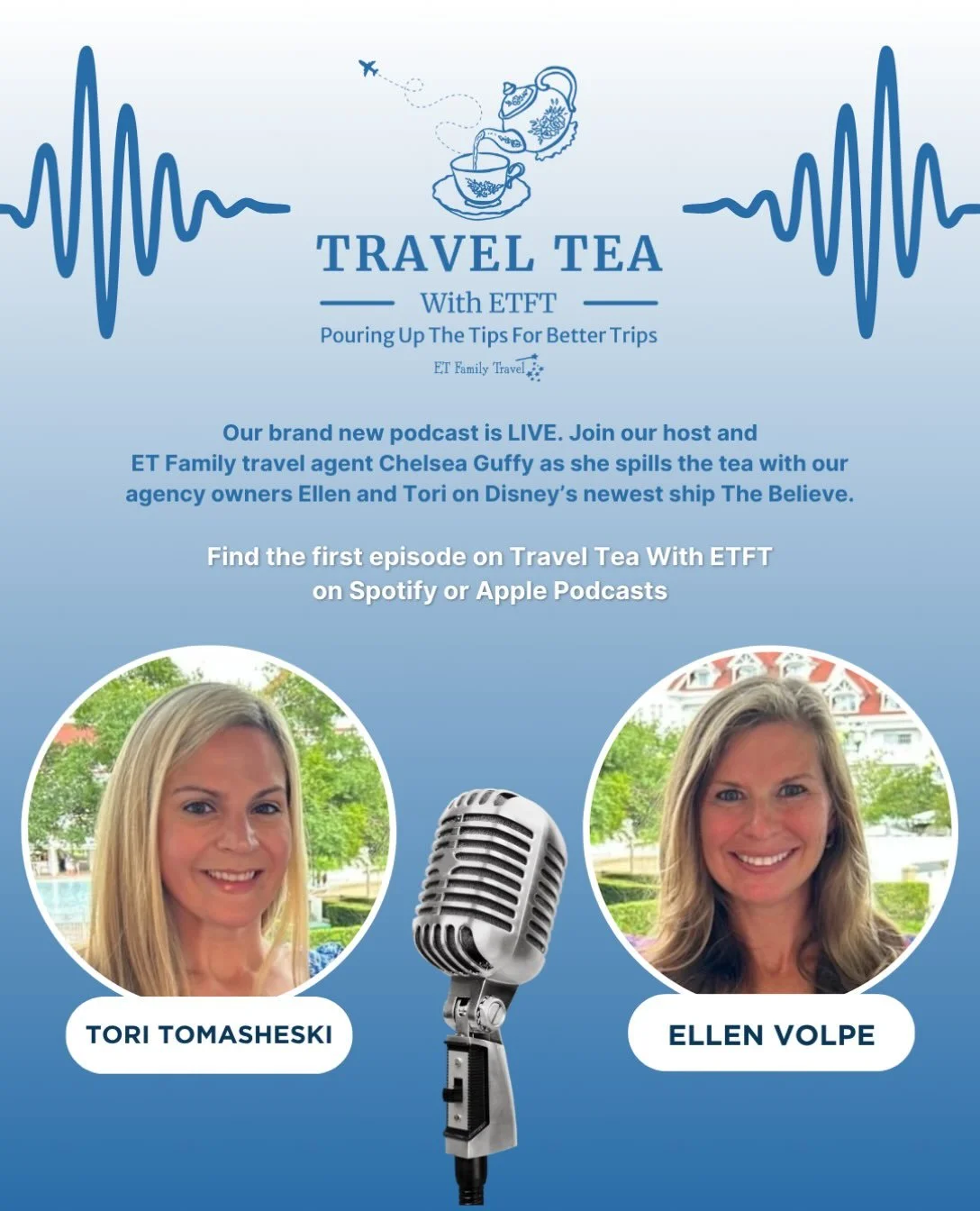The tea has officially been SPILLED! 🫖✈️🎙️

Our very first episode of Travel Tea with ETFT is LIVE!

Join our host, Chelsea Guffy, as she sits down with ET Family Travel owners Ellen and Tori to spill all the tea on Disney&rsquo;s newest ship, the 